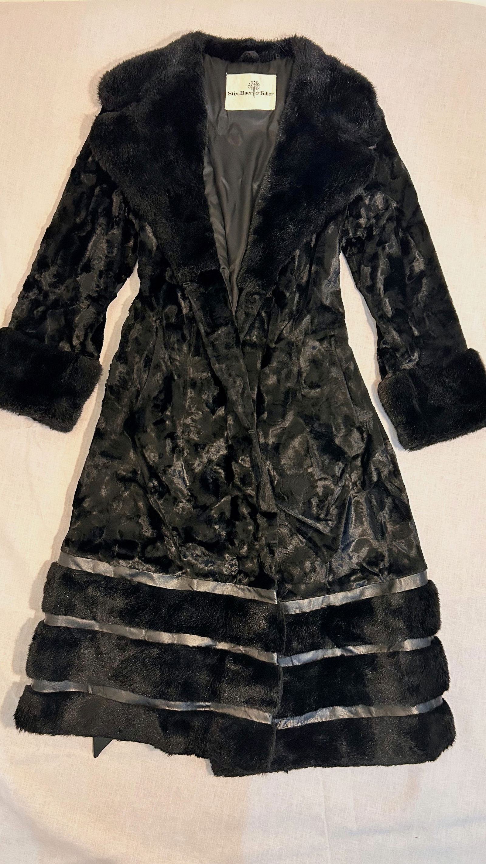 1970's Stix, Baer & Fuller Faux Fur Long Belted Coat (1 of 7)