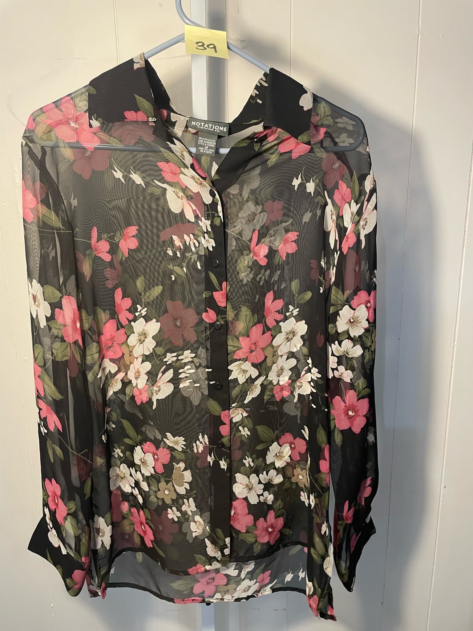 Notations Sheer Floral Print, Button-up Blazer (1 of 2)