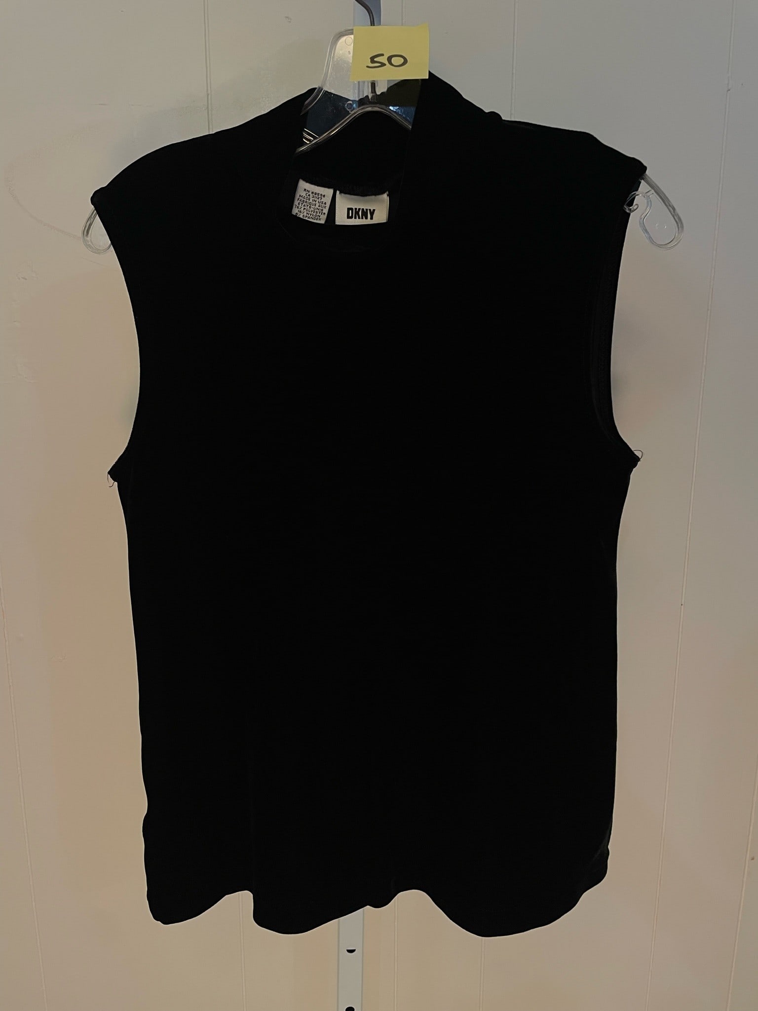 Vintage DKNY Sleeveless Velvet Top, USA MADE: Size L, 76% Polyester, 16% Nylon, 8% Spandex