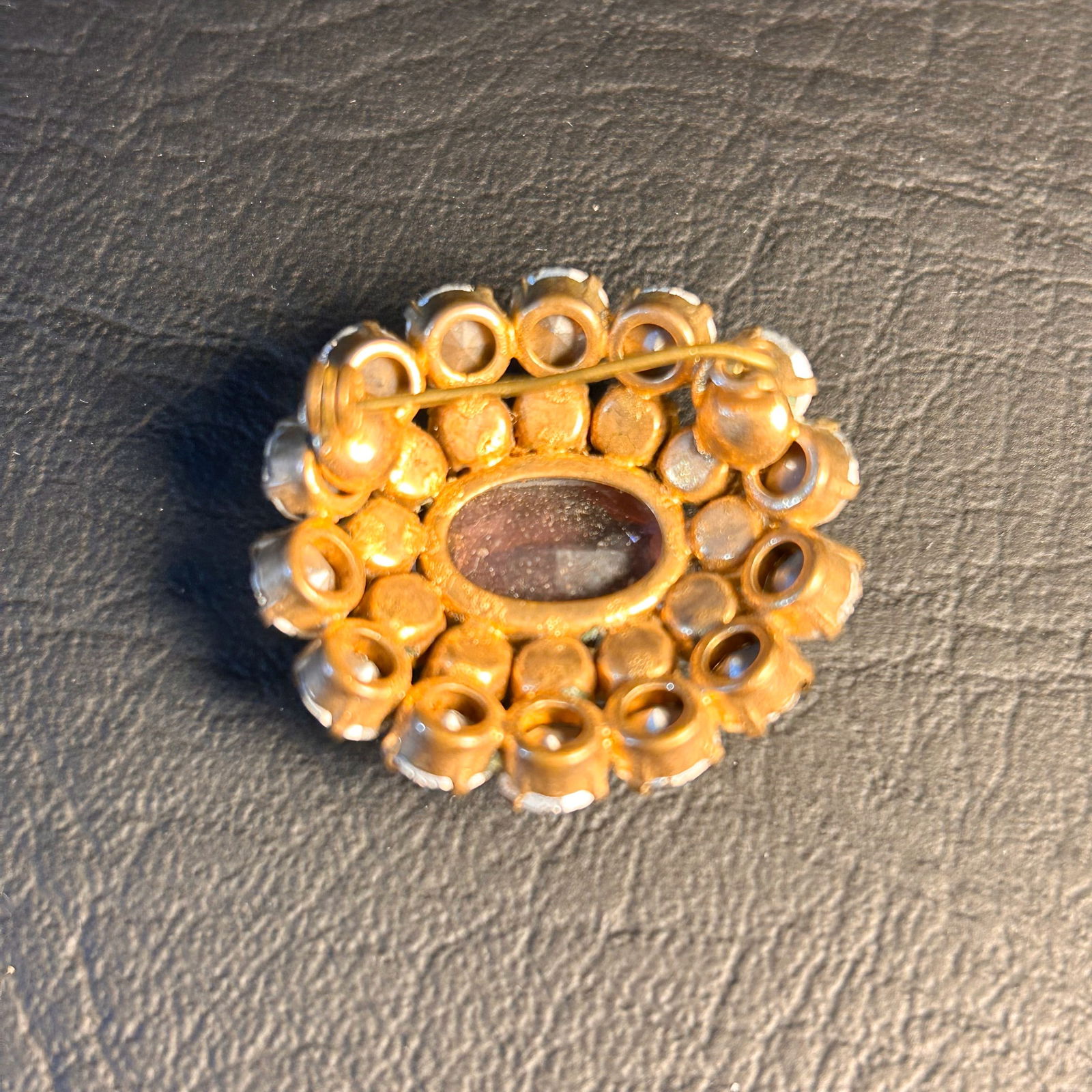 1950's Purple Rhinestone Cluster Brooch, Gold Tone (1 of 4)