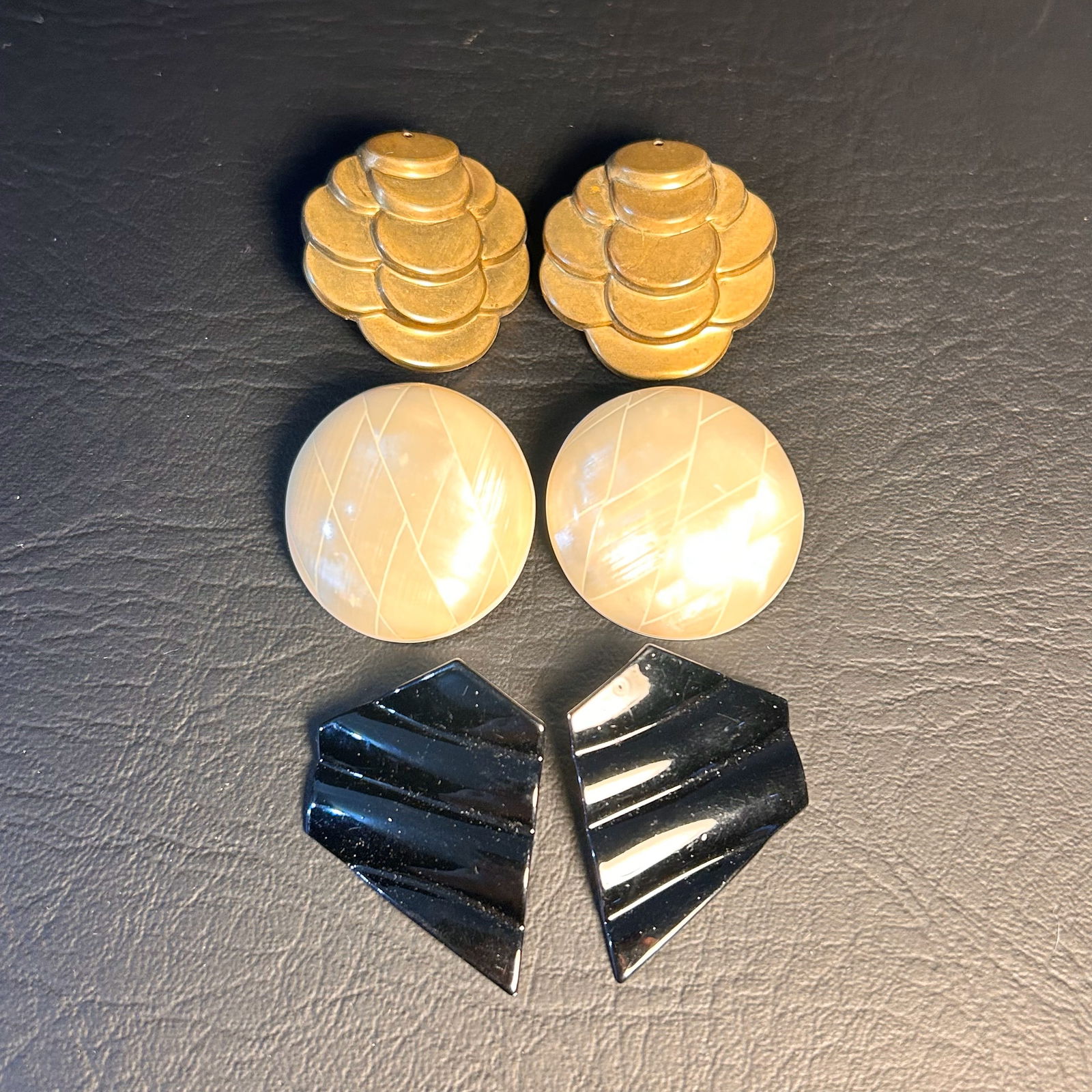 Vintage Oversized Earrings, 3 Pairs, 2 Post 1 Clip-on (1 of 3)