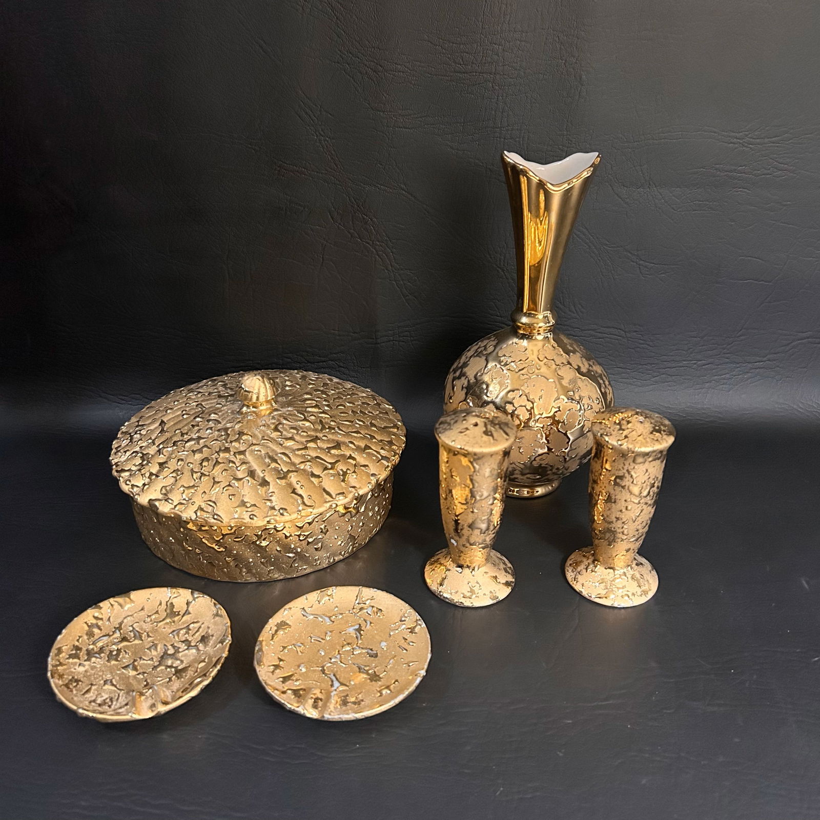 Vintage 22k Weeping Bright Gold Porcelain Tableware Set of 6 USA MADE (1 of 5)