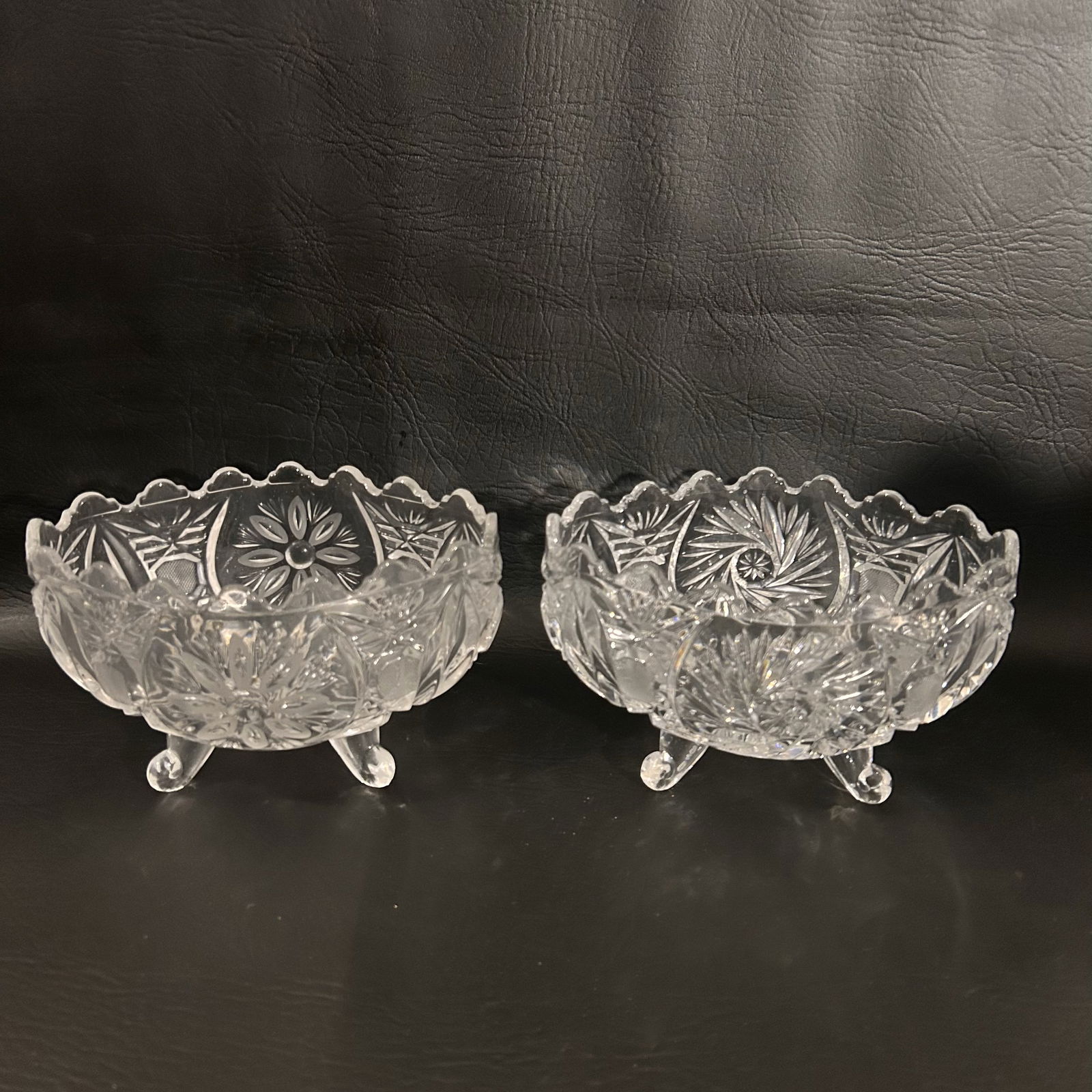 Vintage Footed Cut Crystal Serving Display Dish Pair (1 of 4)