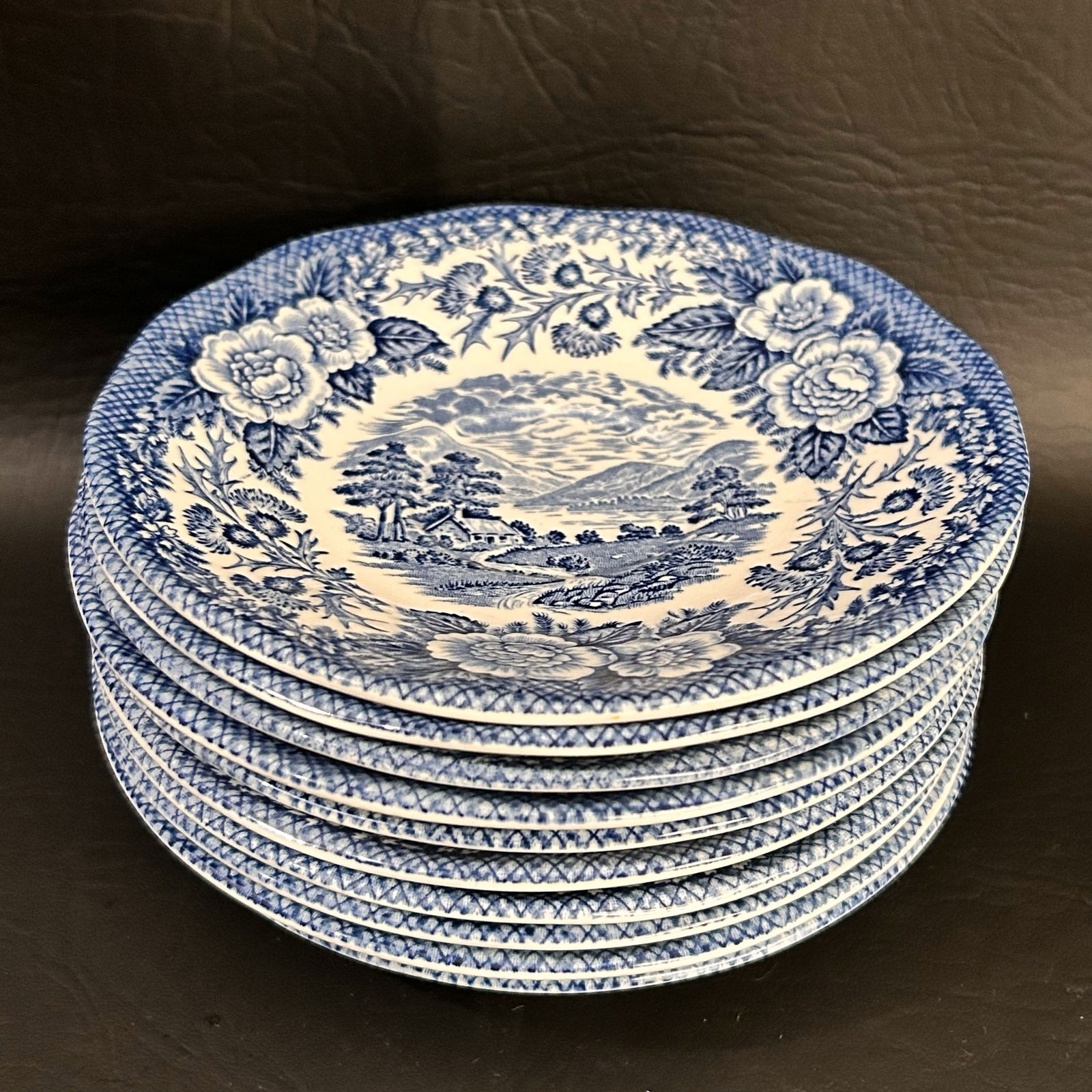 Vintage Royal Warwick Set of 10 Saucers, Made in England: 1 Plate W6in H1in