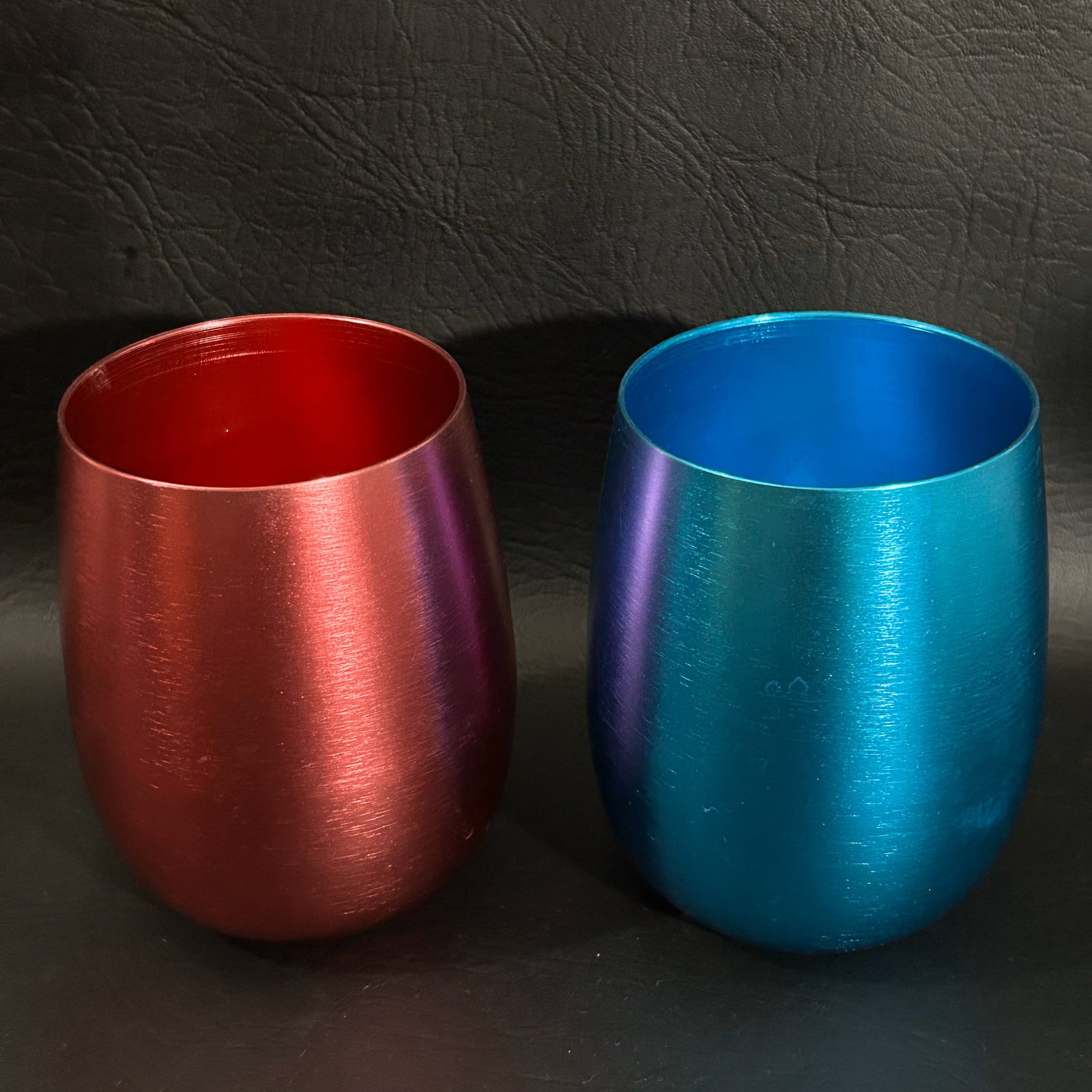 Midcentury Aluminum Wine Drinking Cups, Pink & Blue: W4in H5in