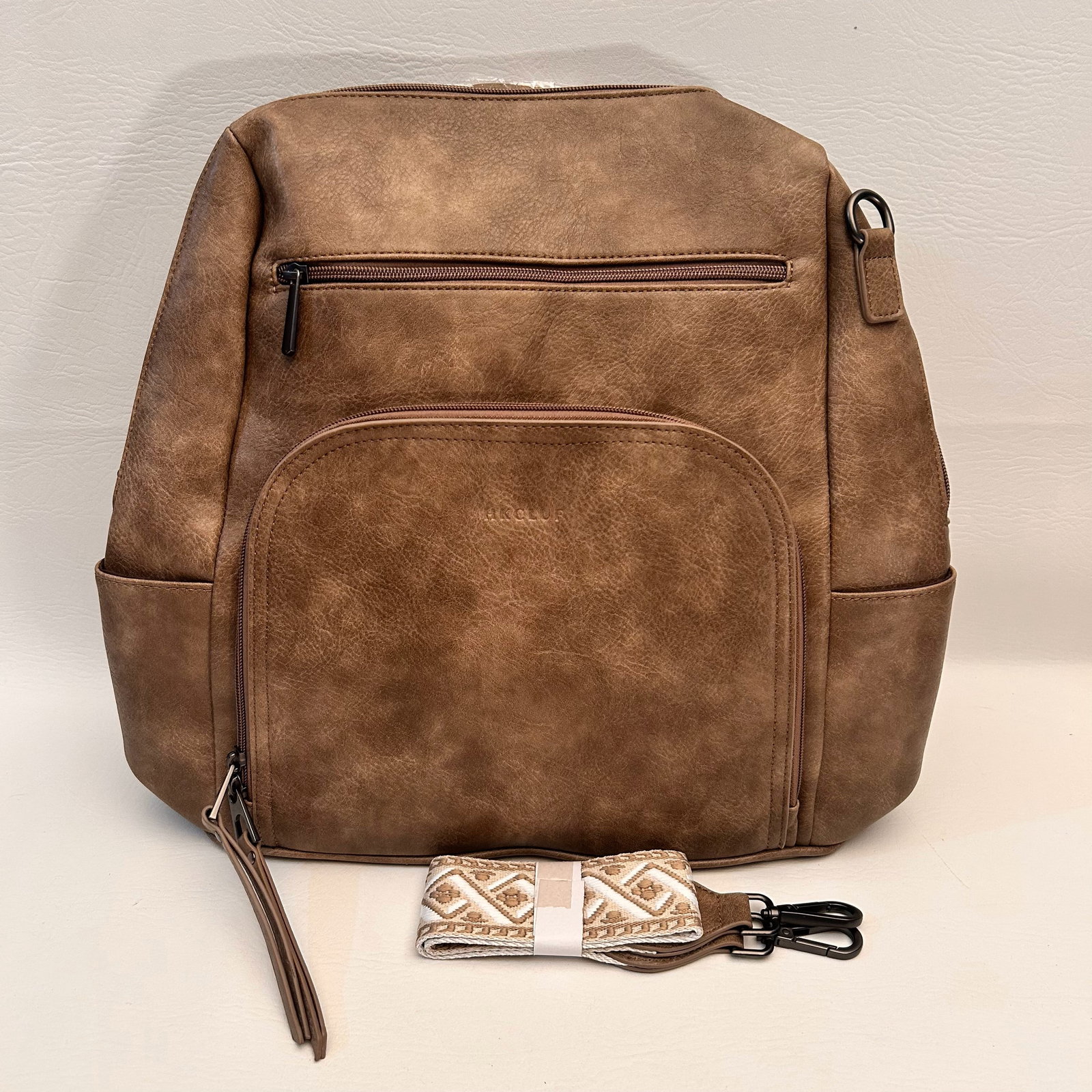 NWT Vegan Leather Backpack with Laptop Compartment, Protective Logo Bag Included: W16in H15in D1in