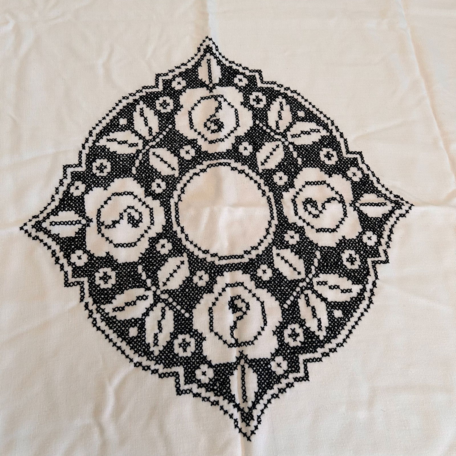 Beautiful Embroidered Rose Pattern Square Table Cloth (1 of 4)