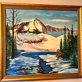 One of a Kind Original Painting featuring Bigfoot Wearing a Covid mask