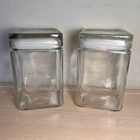 2 Anchor Hocking Stackable USA MADE Glass Cannisters