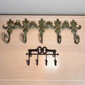 Rustic Metal Wall Hanging Coat/Key Hooks