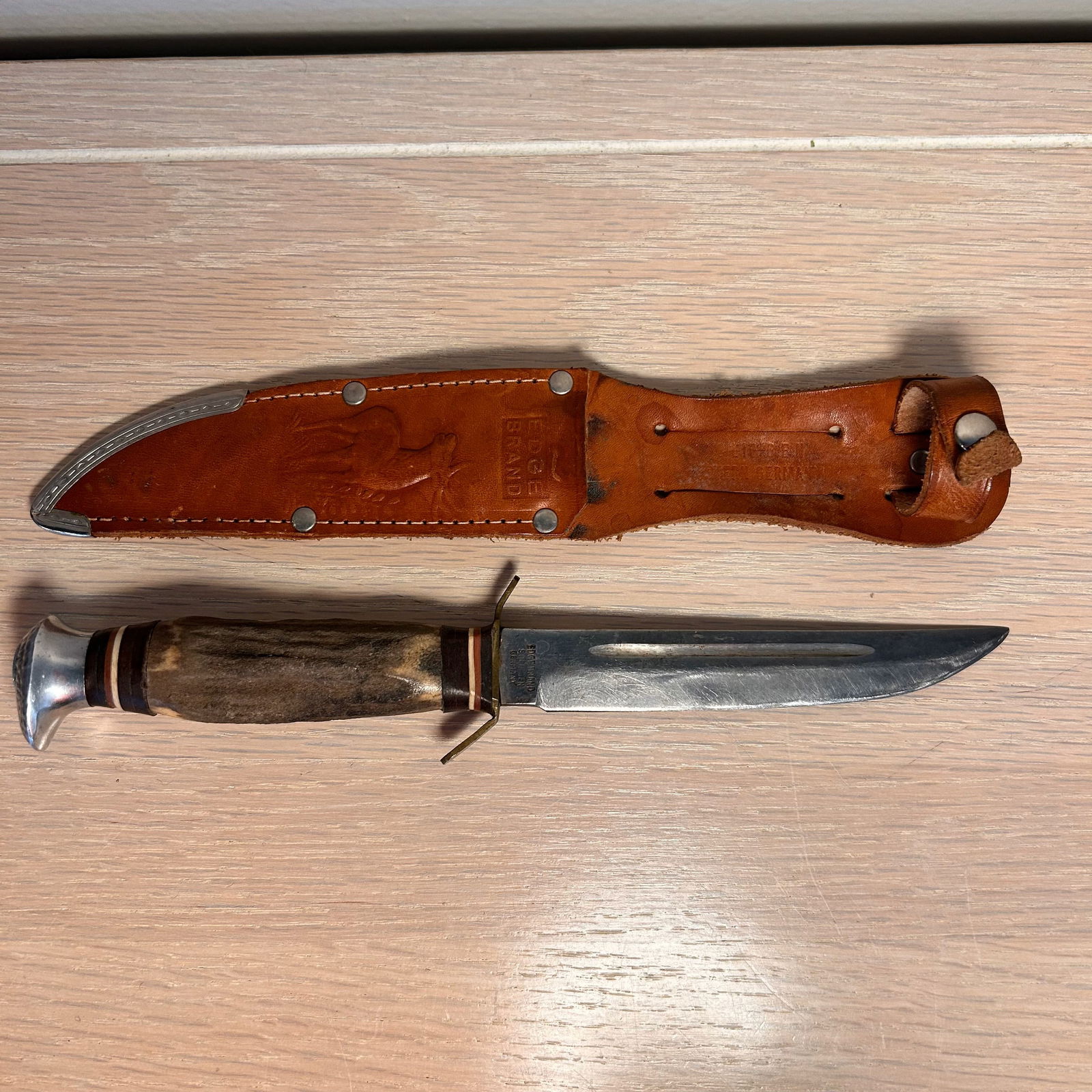 Vintage Edge #461 Solingen Stag Hunting Knife with Protective Case (1 of 6)