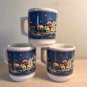 Set of 3 Wintertime Chinaware USA MADE Mugs
