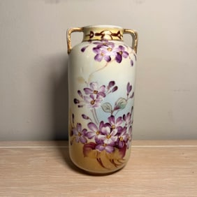 Hand Painted Nippon Style Handled Vase