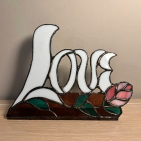 Stained Glass 'Love' Standing Decor Piece