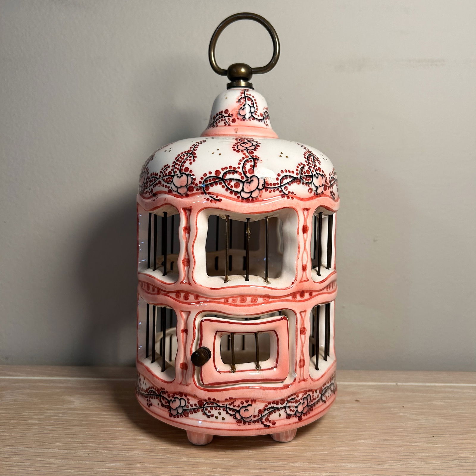 Vintage 1950's Hand Painted Porcelian Decorative Bird Cage (1 of 6)