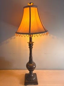 Vintage Blossoming Table Lamp with Beaded Shade