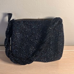 Vintage Beaded Mini Handbag with Braided Strap