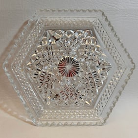 Vintage Anchor Hocking Wexford Hexagon Footed Dish