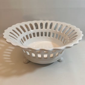 Vintage ELPA Alcobaca Ceramic Basket Style Display Bowl, MADE IN PORTUGAL