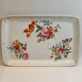 Vintage Floral Porcelain Display Serving Plate Made in Germany