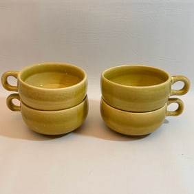 MCM Vintage Russel Wright Steubenville Pottery Mug Set of 4, USA MADE