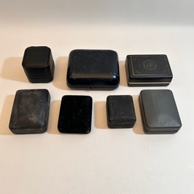 7 Piece Black Variety of Vintage Jewelry Cases