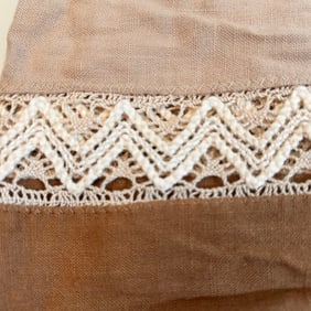 Vintage Crochet Accented Table Cover
