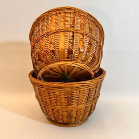 Vintage Handmade Basket Pair, People's Republic of China