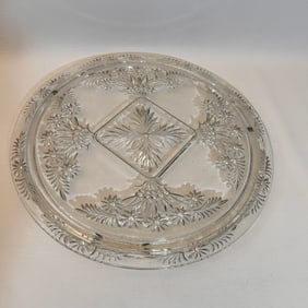 Vintage Clear Glass Footed Party Display Tray