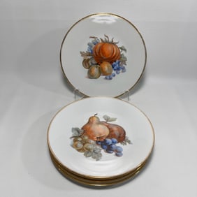 Hutschenreuther Fall Squash Decorative Plates with Gold Rim