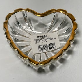 Mikasa Gold Rim Heart Trinket Dish with Original Tag