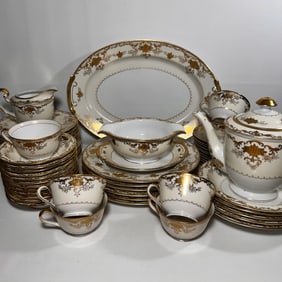 Amazing Vinage Noritake Porcelain Gold Gilded Tea Set, 57 Piece