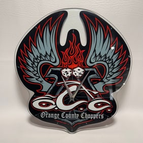 Orange County Choppers Glass Logo Battery Operated Wall Clock