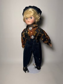 Vintage German Boy Doll with Stand