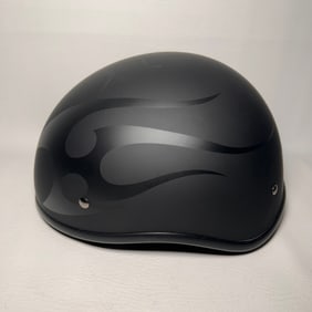 Fulmer Black Half Shell with Flames Adult Small Motor Helmet