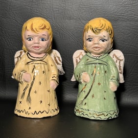 Handmade Ceramic Angelic Child Figurine Pair