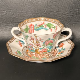 Handpainted Coalport Bone China "Indian Tree" Tea Cup and Saucer, MADE IN ENGLAND