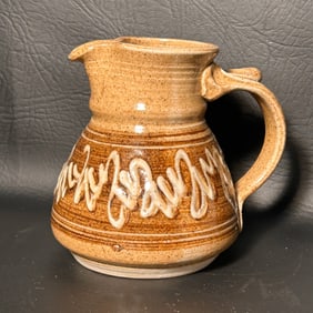 Vintage Stoneware Pottery Pinched Spout Miniature Pitcher