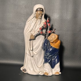 Handpainted Earthenware Chinese Mudman Statue
