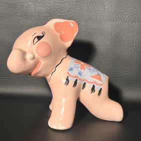 1940's California Pottery Kay Finch Pink Winking Circus Elephant Figurine