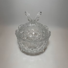 Beautiful Vtg Crystal Butterfly Footed Trinket Candy Dish with Lid