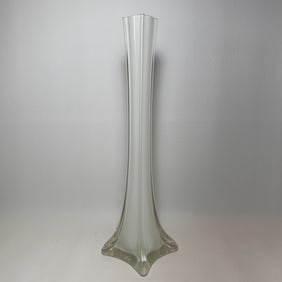 Eiffel Tower Square Glass Vase Clear with White Interior