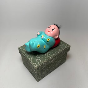 Vintage Ceramic Chinese Baby Souvenier Hand Painted in Box