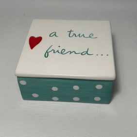 Blue Ceramic Lidded Trinket Box Gift for Friend