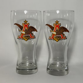 Libby Anheuser Busch Beer Glasses Pair