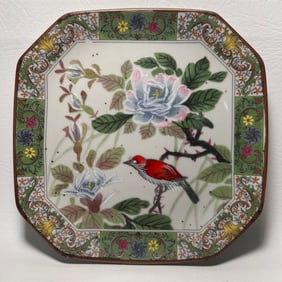 Andrea by Sadek Green Octagonal Asian Style Decorative Plate