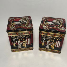 1970s Chinese Tea Tins Hinged Lid