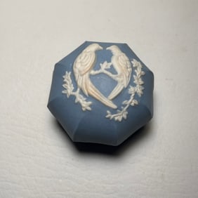 JCM Wedgewood Style Octagonal Lovebird Blue Trinket Box