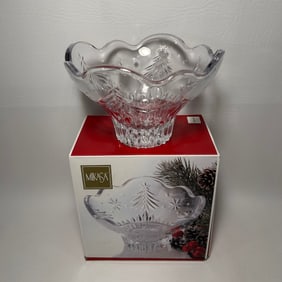 New Mikasa Crystal Christmas Night Candy Bowl