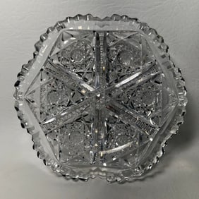 Beautiful Cut Crystal Dish with Sawtooth Edge